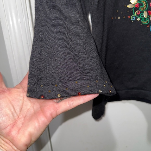 Jack B Quick Sz M Christmas Tree Sweater Presents Gifts Sequins Bead Embellished - Picture 3 of 5